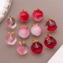 1包透明玻璃苹果桃草莓水果吊坠 3D食物水果吊坠水晶耳环挂件 DIY工艺手链项链钥匙扣饰品制作 - 彩色 - 查看 8