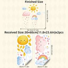 BRUP 1/2 张/套卡通爱心雨云墙贴，快乐的太阳彩虹和蓝色云朵，上面有笑脸，充满童趣的婴儿房或教室装饰，可移除即贴，梦幻天空主题艺术 - 彩色 - 查看 12