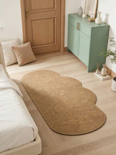 1pc Camel Color Faux Jute Cloud-Shaped Decorative Carpet, Atmosphere Rug, Multiple Sizes Available, Housewarming Gift, Holiday Gift, Suitable For Foyer, Living Room, Dining Room, Bedroom, Bathroom, Study, Laundry Room, Balcony, Tea Room, Window Sill, Tatami Mat Etc. Decoration, Minimalist And Elegant, Durable, All Season, Washable, Anti-Slip, Suitable For Bedroom Carpet, Kitchen Carpet, Study Carpet, Living Room Carpet, Bathroom Carpet, Dining Room Carpet, Bedside Carpet, Tatami Mat, Window Sill Mat, Coffee Table Mat, Room Decor, Home Decor.