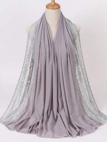 1pc Pearl Chiffon Lace Trim Women's Headscarf, New Summer Travel Shawl Scarf - Multicolor - View 19