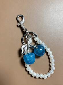 1个樱桃珍珠钥匙扣吊坠，闪亮樱桃包包挂饰，闪亮树脂和金属配件，男女通用钥匙扣，钱包和包包装饰。适用于女士钱包和手提包，情人节礼物和纪念品，汽车配件，包包挂饰，背包吊坠。 - 銀色 - 查看 15