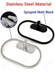 Toallero sin taladro para baño, anillo toallero de acero inoxidable, barra toallera, toallero de tela mate negro, gancho toallero de alta resistencia, soporte para toalla de mano, organizador de almacenamiento para baño, accesorios de ferretería, plata y oro, resistente al agua - Ver 3