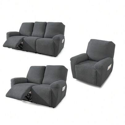 Split Jacquard Recliner Cover Solid Color Elastic Single Sofa Covers Stretch Spandex Armchair Case Slipcovers For Living Room Bedroom