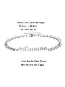 Gelang Kaki Cuban Link 5mm dengan Motif Hati & Kupu-kupu Ganda yang Dapat Disesuaikan, Terbuat dari Baja Tahan Karat, Dapat Diatur, Cocok untuk Wanita, Gelang Kaki Tahan Air & Tahan Pudar, Hadiah Ulang Tahun untuknya - Perak - View 9
