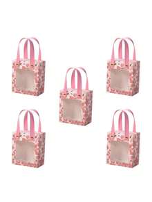 10 piezas Cajas de regalo con asas para favores de boda con diseño de flores de cerezo rosa, embalaje de regalo vacío para regalos de boda y Día de San Valentín - Ver 13