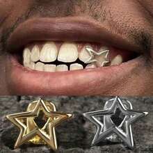 THATBOY 1pc/2pcs/4pcs/Set Star Shaped Teeth Grills, Suitable For Girls, Halloween Vampire Teeth Decor, Body Jewelry, Unisex Party Wear, Party Favor, Super Shiny - Multicolor - View 3