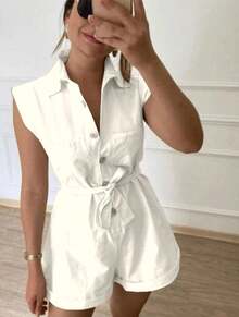 Women's Clothing/ Jumpsuit/Headband/Linen - 紅白色 - 查看 1