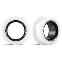 2 piezas Túneles de oreja de silicona y acero inoxidable, material mixto, dilatadores de doble reborde, aros de perforación huecos - redondo - Ver 15