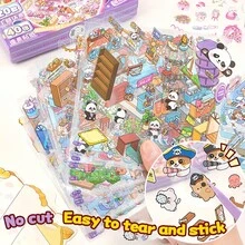 1000片巨型场景盲盒] 20种3D微缩场景贴纸套装 | 无需裁剪自粘工艺减压，迷你小屋/剪贴簿装饰/创意礼物，治愈卡通贴纸素材库，创意礼物。 - 彩色 - 查看 9