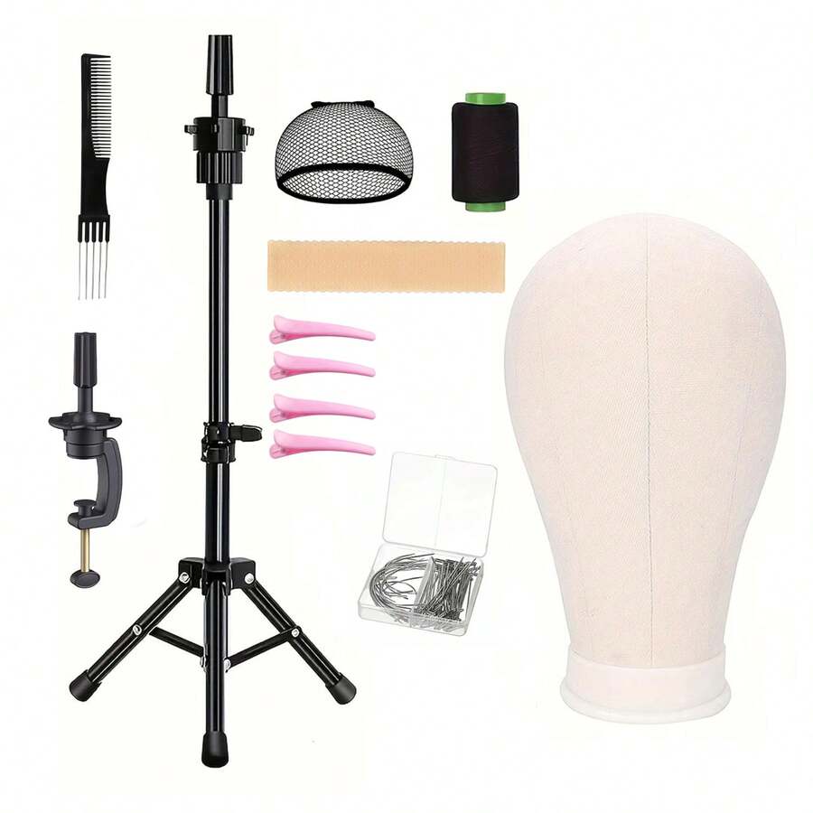 Đầu giữ tóc giả, đầu giữ tóc giả có thể điều chỉnh độ cao, đầu giữ tóc giả mô phỏng đầu người, kèm theo kẹp giữ tóc giả bổ sung. - Xem 1