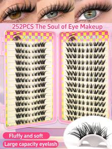 Bộ 252/80 sợi mi giả xoăn, độ dài 8-16mm, kiểu dáng bồng bềnh và mắt mèo, mi giả tự làm, mi tự nhiên, mi rời, thích hợp sử dụng hàng ngày, đám cưới, hẹn hò, tiệc tùng, du lịch, Tết Nguyên Đán, Giáng Sinh/Halloween. - C - Xem 1