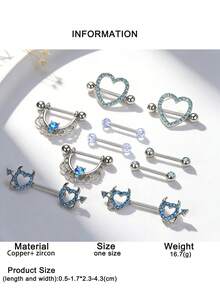 10件套性感奢华圆形心形恶魔造型肚脐环，适合海滩、派对、婚礼、节日主题装扮和个人风格。 - nipple ring - 查看 8