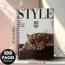 Mejora tu look de moda con un elegante cuaderno A5 con estampado de leopardo: 100 páginas, diseño vibrante, ideal para escribir un diario, regalos escolares u uso de oficina - A5 - Ver 8