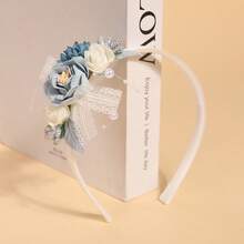 1pc Original Design Cute Faux Flower Headband, Sweet And Fresh Style For Women - Blue-gray - View 4