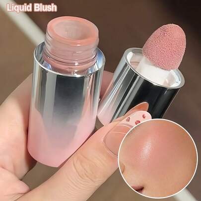 Rubor líquido mate de terciopelo, de textura fina y fácil de mezclar, tinte de mejillas hidratante y de baja saturación, resaltador y contorno de albaricoque y melocotón, adecuado para todos los tonos de piel, portátil para viajes y uso diario, ideal para principiantes y como regalo