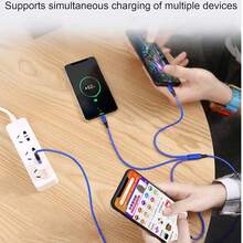 三合一编织充电线，高效数据传输和快速充电，兼容 17/16 Pro Max/16 Pro/16 Plus/16/15/14/13/12/11/XS/XR/8/7/6、S26/S25/S24/S23/S22/S21/S20 等更多设备 - 彩色 - 查看 8