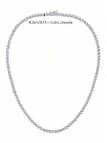 1 Vòng Cổ Tennis Cổ Điển Thời Trang Và Đa Năng Với Đá Cubic Zirconia Sáng Bóng, 16/18/20/22/24 Inch, Dành Cho Nữ - Vàng - Xem 15