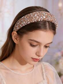 1 chiếc băng đô rộng vành đính sequin lấp lánh kiểu Baroque thời trang Châu Âu và Mỹ, được cá nhân hóa, dành cho bé gái. - Rượu sâm banh - Xem 1