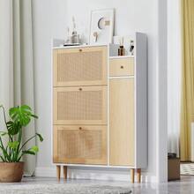 High-Quality Rattan Wardrobe With Four Drawers And Solid Wood Handles - For Bedroom, Living Room, Dining Room, Hallway -: Width 80 / Height 80 / Depth 38 Cm - Apricot - View 9