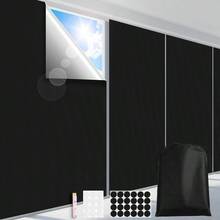 Blackout Curtains For Bedroom, Portable 100% Black Out Window Cover Film, Cuttable Blackout Shades Fabric Sheet, No Drill Window Blinds, Sun Heat Light Blocker For Travel Media Dorm, 57'' W - Black - View 1