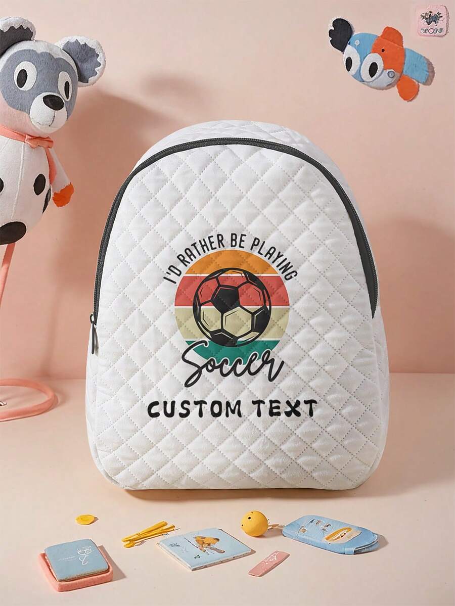 1pc Customized Cute Bear Pattern Rhombus Backpack, Can Be Customized According To Your Unique Design, Very Suitable For Children, Print Your Own Name Or Print Your Sister's And Classmates' Names As A Gift To Give To Others - Multicolor - View 1