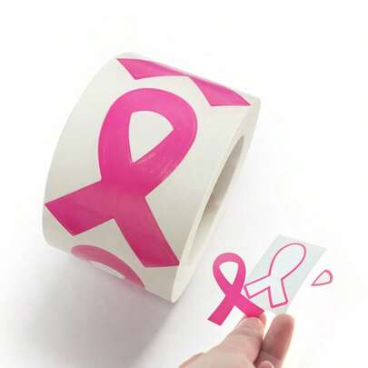  500pcs Pink Ribbon Awareness Stickers - Breast Cancer Awareness Seals For Gifts, Envelopes & Decorations, Durable & Easy-To-Apply