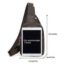 男士荔枝纹时尚胸包，商务斜挎包，简约单肩包，PU皮革，商务斜挎包，胸包，简约，轻便，大容量，旅行必备，百搭 - 彩色 - 查看 7