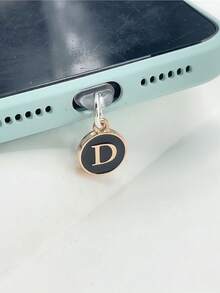 1pc Type-C Vintage Letter Phone Dust Plug, 26 Letter Options In Black & Gold Round Charging Port Cover, Luxury Niche Design Compatible With All Models, Anti-Dust Anti-Loss Accessory - Type-c - View 34