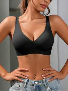 2 piezas de sujetador de gel de alta calidad, cómodo, amigable con la piel, sexy y minimalista, conjunto de ropa interior de sujetador para mujer - Multicolor - Ver 6