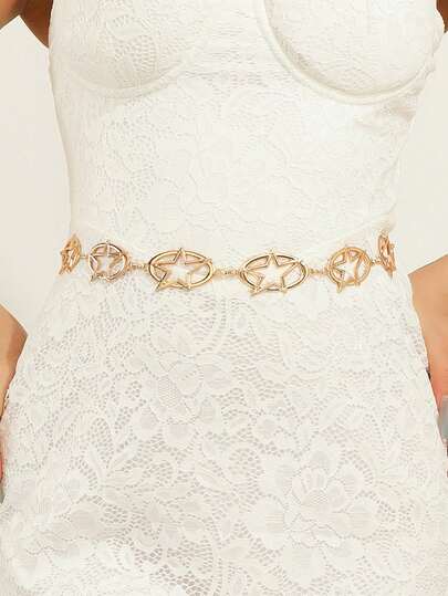 1 قطعة سلسلة خصر معدنية فضية للنساء، سلسلة تنورة بطراز بانك جديد، حزام خصر أنيق وبسيط للارتداء اليومي