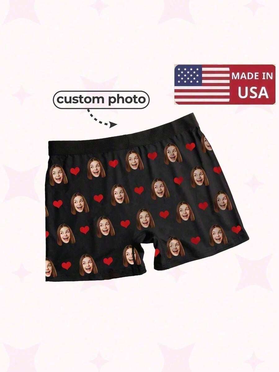 1pc Custom Valentine's Day Boxers, Personalized Underwear, Custom Boxer Briefs, Personalized Boxers, Custom Funny Faces Boxers Briefs, Valentine Gift, Anniversary Gift, Birthday Gift, Wedding Gift, Best Friend Gift, Gift, Gift, Gift Dawg Colorful,Cute,Adorable,Contracted,Funny Custom,Unique,Customized,Personalized Underwear Ideal Gifts Bedroom,For Weddings,For Anniversaries,For Birthdays,For Holiday,Chic Autumn,Christmas Home Atmosphere - Black - View 1