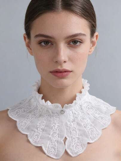 طوق قابل للفصل مزين بالدانتيل، طوق كابيليه مطرز بشكل ثقيل على طراز جوثيك لولايتا