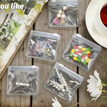 Bộ 5/10/30 túi đựng trang sức dạng cuộn, túi đựng trang sức tái sử dụng, túi đựng thuốc di động tự niêm phong có khóa kéo, thích hợp cho du lịch và sử dụng hàng ngày khi đi học. - Nhiều màu - Xem 4