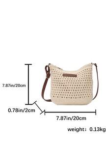 Women's Straw Shoulder Crossbody Bag, Summer Beach Bag - Beige - View 2