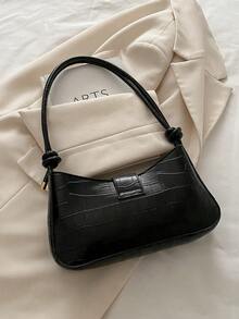 New Luxury Solid Color Versatile Women Shoulder Bag - Black - View 9
