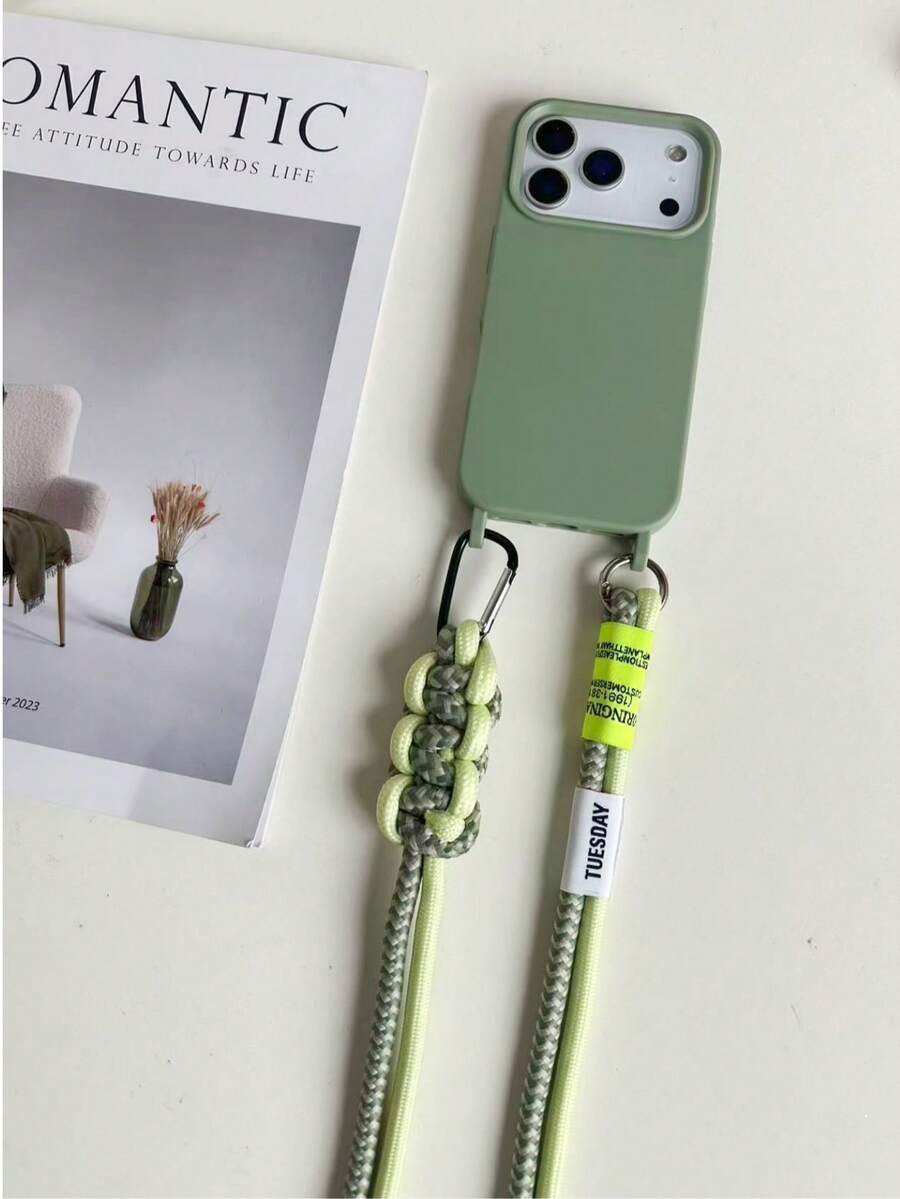 Casing Ponsel TPU Lembut dengan Tali Gantungan yang Dapat Dilepas, Cocok untuk Olahraga Luar Ruangan, Muat untuk Ukuran 17, 16, 15, 14, 13, 12 Pro, Hadiah Profesional - hijau keabu-abuan - View 1