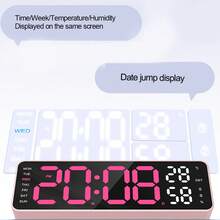 1 Cáp dữ liệu, Đồng hồ báo thức kỹ thuật số 3D để bàn, Đồng hồ treo tường LED phát sáng cho phòng ngủ, Đồng hồ điện tử đa chức năng đơn giản - Vỏ đen - Xem 3