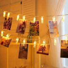 1pc 3.28ft 10led/9.84ft 20led Light Battery Powered Decorative Light String Peg String Lights(Battery Not Included),Perfact For Indoor Decor/Holiday/Birthday/Party/Room Decor - Multicolor - View 4
