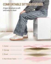 Hzuaneri Dressing Table Stool, Soft Padded Vanity Stool, Makeup Chair With Non-Slip Foot Pads For Dressing Room, Bottom Storage, Bedroom, Entryway - Pink - View 4