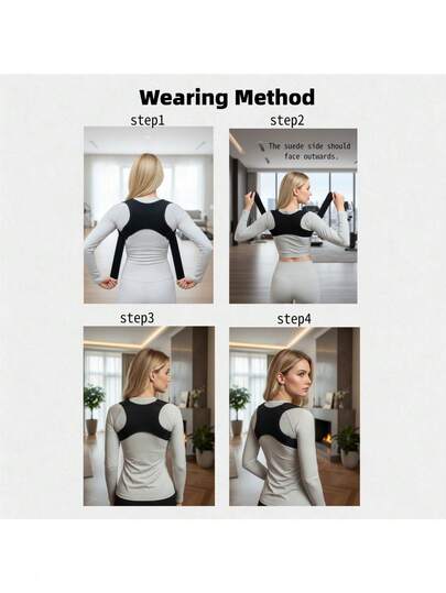 1pc Black Posture Corrector, Decorative Accessory, Home Supplies, Convenient And Quick, Posture Correction Back Brace, Posture Support Device, Invisible Underwear Design, Lightweight And Portable, Suitable For Lower Back, Post-Surgery, Fitness, Training - Black Textile Material (Ideal Choice)