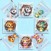 100pcs 4-Color Assorted Animal Theme Self-Sealing Bags, Transparent PP Resealable Gift Bags With Giraffe, Zebra, Elephant And Bee Designs, Suitable For Birthday, Party Favors And Craft Miniature Gift Bags - View 5