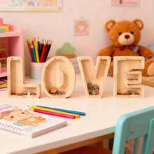 1pc Wooden Alphabet Piggy Bank, Initial Letter Coin Jar, Novelty Gift For Birthday, Christmas, Holidays - Multicolor - View 6