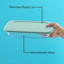 8-Piece Borosilicate Glass Oven Dishes with Sage Green Lids Rectangle Deep Glass Baking Dish Set Baking Pans for Lasagna Casserole Cake Bakeware Set Freezer to Oven Tray to Dishwasher - Verde salvia - Ver 6