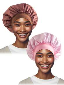 3pcs/1pc Mulberry Silk Sleep Cap, Satin Sleep Hat, Soft Elastic Pure Silk Sleep Cap, Silk Hair Band, Women Solid Color Wide-Brim Elastic Satin Fashion Sleep Cap, Comfortable Breathable Sleep Hair Care Cap, Back To School Sleep Cap - Multicolor - View 14