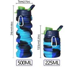 Outdoor Sports Silicone Foldable Water Bottle For Camouflage Creative Travel Reusable Leakproof Water Bottle With Carabiner - B型藍 - 查看 13