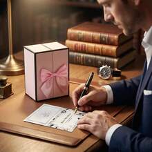 Caja de regalo de flor eterna para el Día de San Valentín, caja de joyería con collar de flor de rosa de doble puerta, caja de regalo de lápiz labial para Navidad - Múltiples estilos - Ver 5