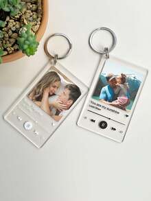 Personalized Photo Keychain | Custom Song Plaque Keychain | Music Acrylic Plaque - Multicolor - View 2