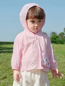 Balabala Baby Summer Sun Protection Hooded Top, Cute Stylish Infant Casual UV Protection Outfit New 2026 Collection - White Red - View 1