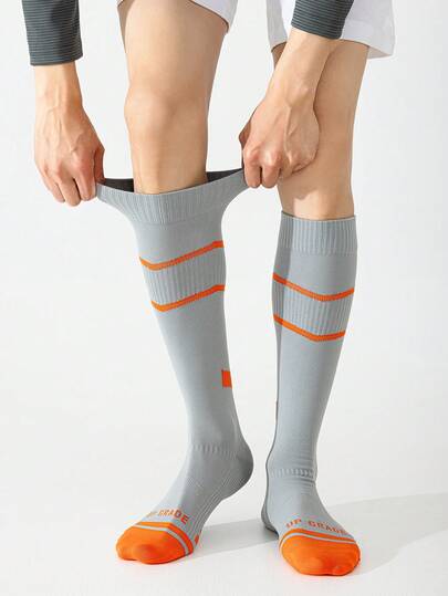 1 Pair Men's Sports Knee-High Socks, Suitable For Basketball, Hiking, Outdoor Travel, Moisture-Wicking, Breathable, Durable, Unisex, Sports Style, All Season, European & American Size, Comfortable, Breathable, Quality Fabric, No Foot Discomfort, Rich Colors