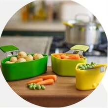 3pcs/Set Layered Steaming Silicone Steamer Kitchen Utensil Set Cooking Tool 3pcs Steam Basket Small Steamer Stew And Blanching Basket - Green - View 3